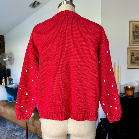 Vintage 90’s Festive Red Snowman Knit Cardigan - Picture 12 of 16